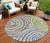 8' Beige Taupe And Green Round Abstract Washable Indoor Outdoor Area Rug