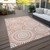 8' X 10' Coral And Ivory Geometric Washable Indoor Outdoor Area Rug