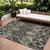 10' X 14' Black Green And Brown Floral Washable Indoor Outdoor Area Rug