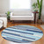 8' Blue Gray And Ivory Round Striped Washable Indoor Outdoor Area Rug Modern Style - Blue, Gray, Ivory Color