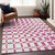 10' X 14' Blush And Ivory Geometric Washable Indoor Outdoor Area Rug