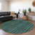 8' Teal Blue Aqua And Mint Green Round Striped Washable Indoor Outdoor Area Rug