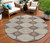 8' Chocolate And Beige Round Floral Washable Indoor Outdoor Area Rug - Chocolate, Beige