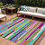 8' X 10' Lavender Orange And Lime Green Striped Washable Indoor Outdoor Area Rug