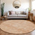 8' Salmon And Terra Cotta Round Damask Washable Indoor Outdoor Area Rug