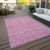 8' X 10' Blush And Ivory Floral Washable Indoor Outdoor Area Rug