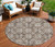 8' Brown Gray And Beige Round Floral Washable Indoor Outdoor Area Rug