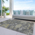 9' X 12' Gray And Charcoal Floral Washable Indoor Outdoor Area Rug
