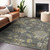 9' X 12' Gray And Charcoal Floral Washable Indoor Outdoor Area Rug