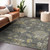 9' X 12' Gray And Charcoal Floral Washable Indoor Outdoor Area Rug