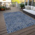 9' X 12' Navy Blue And Gray Abstract Washable Indoor Outdoor Area Rug