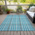 8' X 10' Teal Blue Ivory And Brown Plaid Washable Indoor Outdoor Area Rug