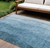 8' X 10' Denim Blue And Navy Blue Ombre Washable Indoor Outdoor Area Rug