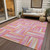 9' X 12' Blush Ivory And Orange Geometric Washable Indoor Outdoor Area Rug