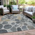10' X 14' Pewter Beige And Ivory Geometric Washable Indoor Outdoor Area Rug