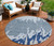 8' Sky Blue And Denim Blue Round Abstract Washable Indoor Outdoor Area Rug - Sky Blue, Denim Blue