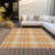 8' X 10' Orange Blue And Ivory Plaid Washable Indoor Outdoor Area Rug