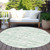 8' Mint Green Ivory And Pale Aqua Round Striped Washable Indoor Outdoor Area Rug