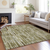 9' X 12' Olive Green Brown And Beige Abstract Washable Indoor Outdoor Area Rug