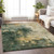 10' X 14' Fern Green And Gold Abstract Washable Indoor Outdoor Area Rug