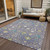 9' X 12' Lavender Blue And Green Oriental Washable Indoor Outdoor Area Rug