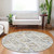 8' Ivory And Cream Round Geometric Washable Indoor Outdoor Area Rug