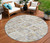 8' Ivory And Cream Round Geometric Washable Indoor Outdoor Area Rug