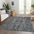 9' X 12' Navy Blue Beige And Taupe Oriental Washable Indoor Outdoor Area Rug