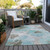 9' X 12' Teal Blue And Aqua Floral Washable Indoor Outdoor Area Rug - 880016455922
