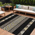 9' X 12' Black Ivory And Wheat Southwestern Washable Indoor Outdoor Area Rug
