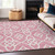 9' X 12' Pink And Ivory Trellis Washable Indoor Outdoor Area Rug
