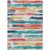8' X 10' Ivory Teal Blue Orange And Red Striped Washable Indoor Outdoor Area Rug