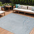 9' X 12' Sky Blue And Silver Abstract Washable Indoor Outdoor Area Rug