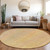 8' Round Yellow and Orange Round Striped Washable Non Skid Indoor Outdoor Area Rug