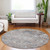 8' Taupe And Brown Round Floral Washable Indoor Outdoor Area Rug