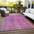 9' X 12' Lilac Striped Washable Non Skid Indoor Outdoor Area Rug
