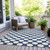 9' X 12' Navy Blue And Ivory Polka Dot Washable Indoor Outdoor Area Rug