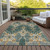9' X 12' Green Gray And Gold Ikat Washable Indoor Outdoor Area Rug