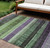 9' X 12' Purple And Green Striped Washable Indoor Outdoor Area Rug