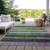 9' X 12' Purple And Green Striped Washable Indoor Outdoor Area Rug