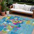8' X 10' Aqua Green And Pink Abstract Washable Indoor Outdoor Area Rug