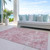 9' X 12' Pink And Gray Damask Washable Indoor Outdoor Area Rug