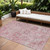 9' X 12' Pink And Gray Damask Washable Indoor Outdoor Area Rug