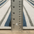 2' X 7' Blue and Beige Geometric Stain Resistant Indoor Outdoor Area Rug