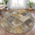 8' Brown Beige And Charcoal Round Abstract Washable Indoor Outdoor Area Rug