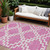 10' X 14' Blush And Ivory Geometric Washable Indoor Outdoor Area Rug - 608219294632