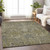 10' X 14' Taupe And Gray Damask Washable Indoor Outdoor Area Rug