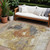 8' X 10' Taupe Black And Copper Abstract Washable Indoor Outdoor Area Rug