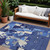 10' X 14' Navy Blue Ivory And Gray Abstract Washable Indoor Outdoor Area Rug