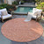 8' Salmon Gray And Ivory Round Polka Dot Washable Indoor Outdoor Area Rug